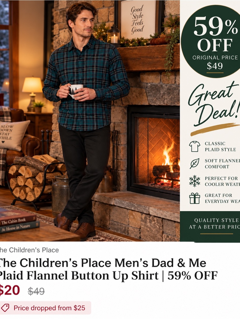 The Children’s Place Men’s Dad & Me Plaid Flannel Shirt | 59% OFF